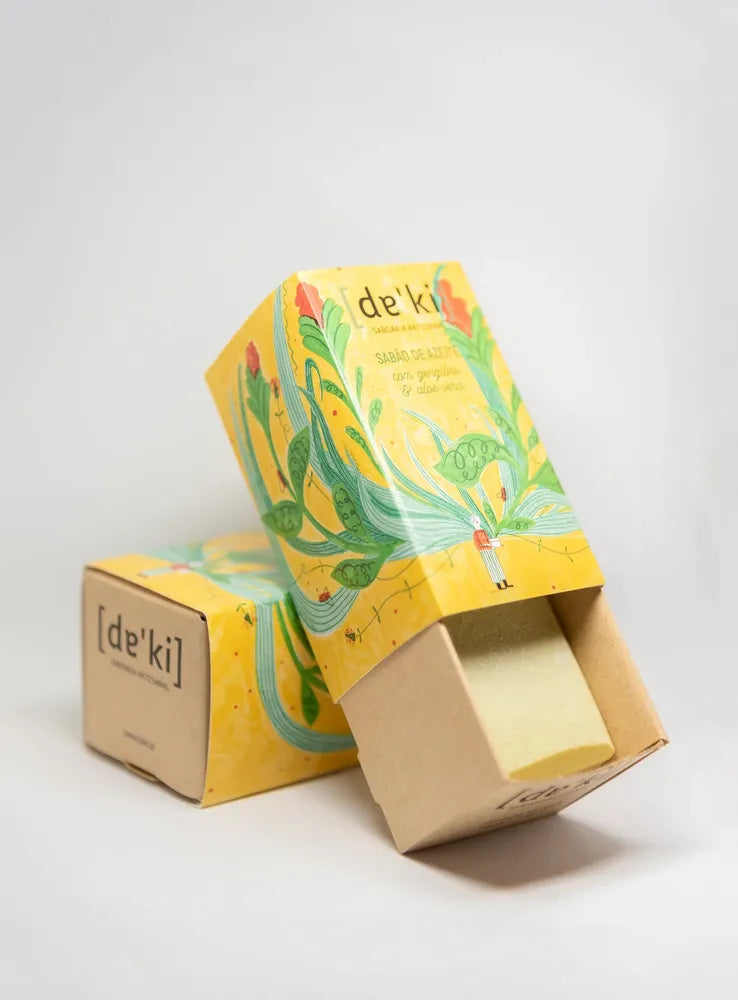 Jabón 100% de aceite de oliva | Jengibre y aloe vera | Daki