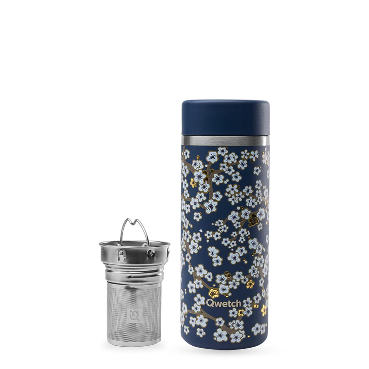 Garrafa de Chá Térmica Flowers Azul 400ml