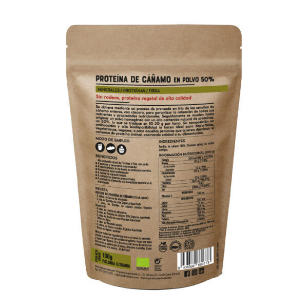 Proteína de cáñamo orgánica 250 g
