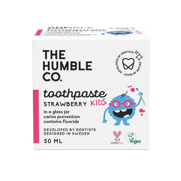 Strawberry Toothpaste for Kids (with Fluoride) | Glass Bottle | The Humble Co.