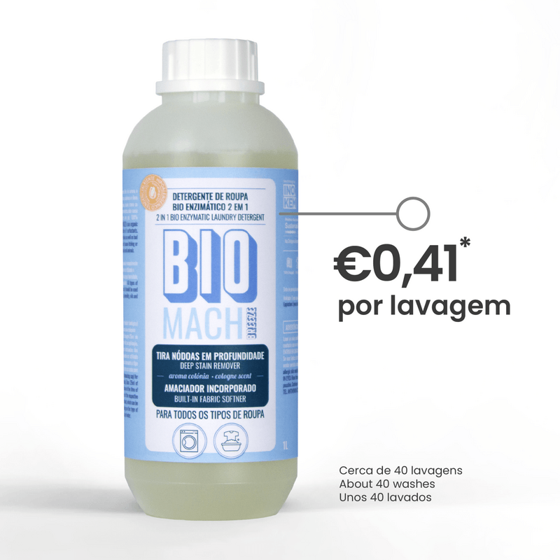 Detergente de roupa bio enzimático 2 em 1 BioMach Super Colónia INOKEM
