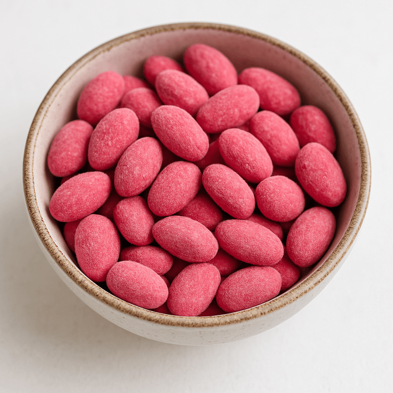 Almendras con chocolate blanco orgánico y fresas | Veganas y sin gluten