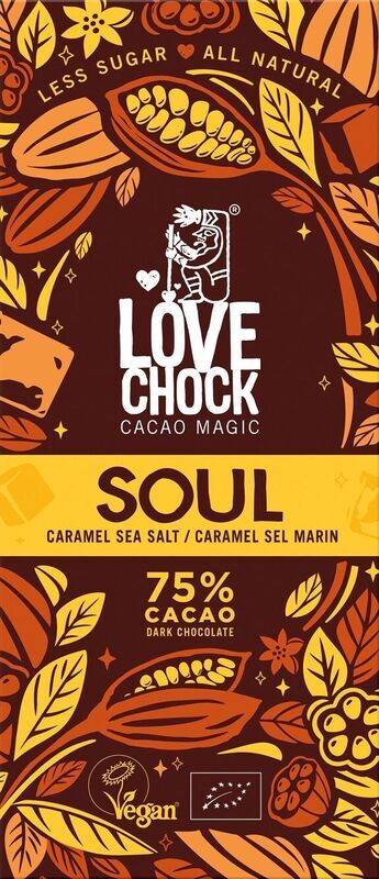 75% Dark Chocolate and Salted Caramel Tablet | Organic Vegan Direct Trade | 70g