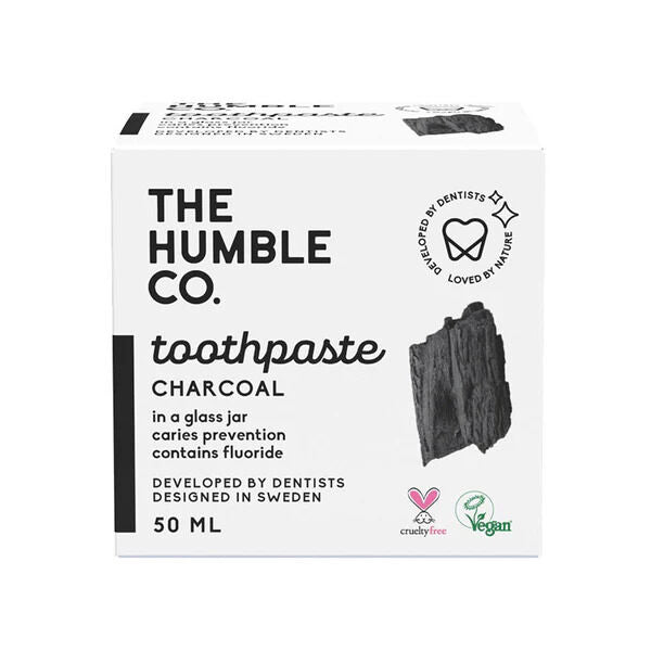 Charcoal Toothpaste (with Fluoride) | Glass Bottle | The Humble Co.