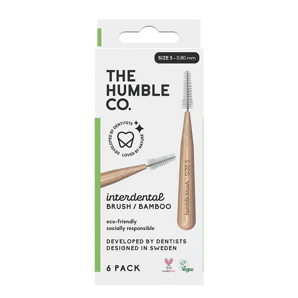Interdental Brushes Size 1 – 0.45mm - Orange | 6 units | Bamboo Handle | A Humble Co.