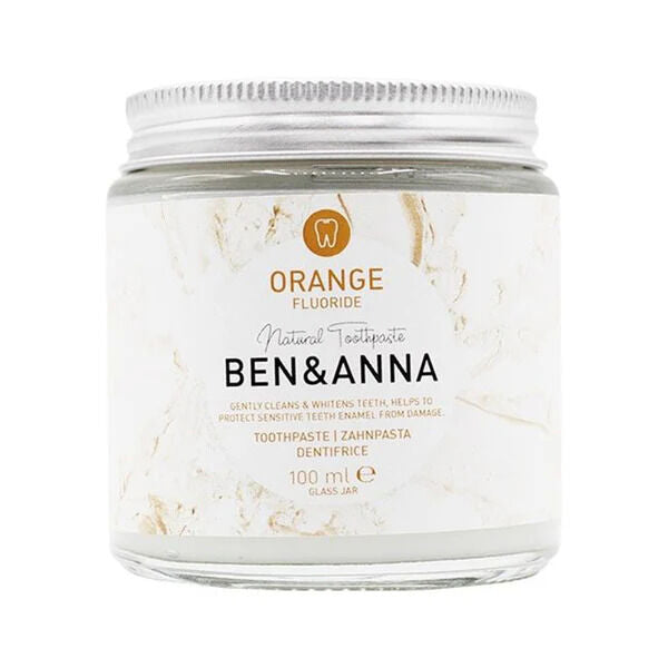 Natural Orange Flavored Toothpaste (with Fluoride) | Glass Bottle | Ben&Anna