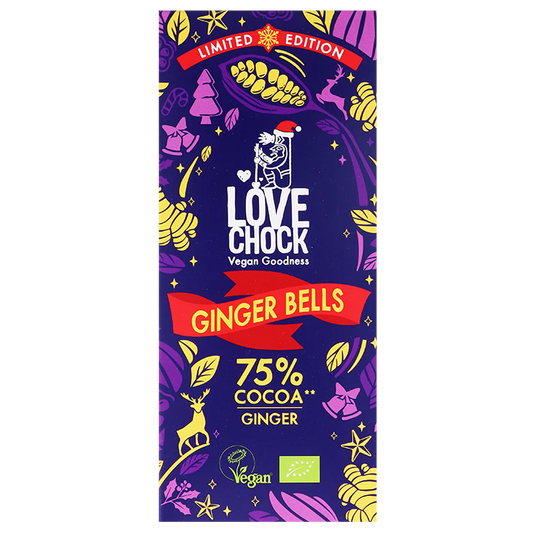 Tablete Chocolate Ginger Bells 75% cacau  | Bio Vegan Direct Trade | 70gr