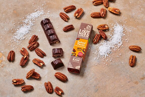 Mini Tablete Chocolate Negro 80% e Pecan Salgada | Bio Vegan Direct Trade | 40gr