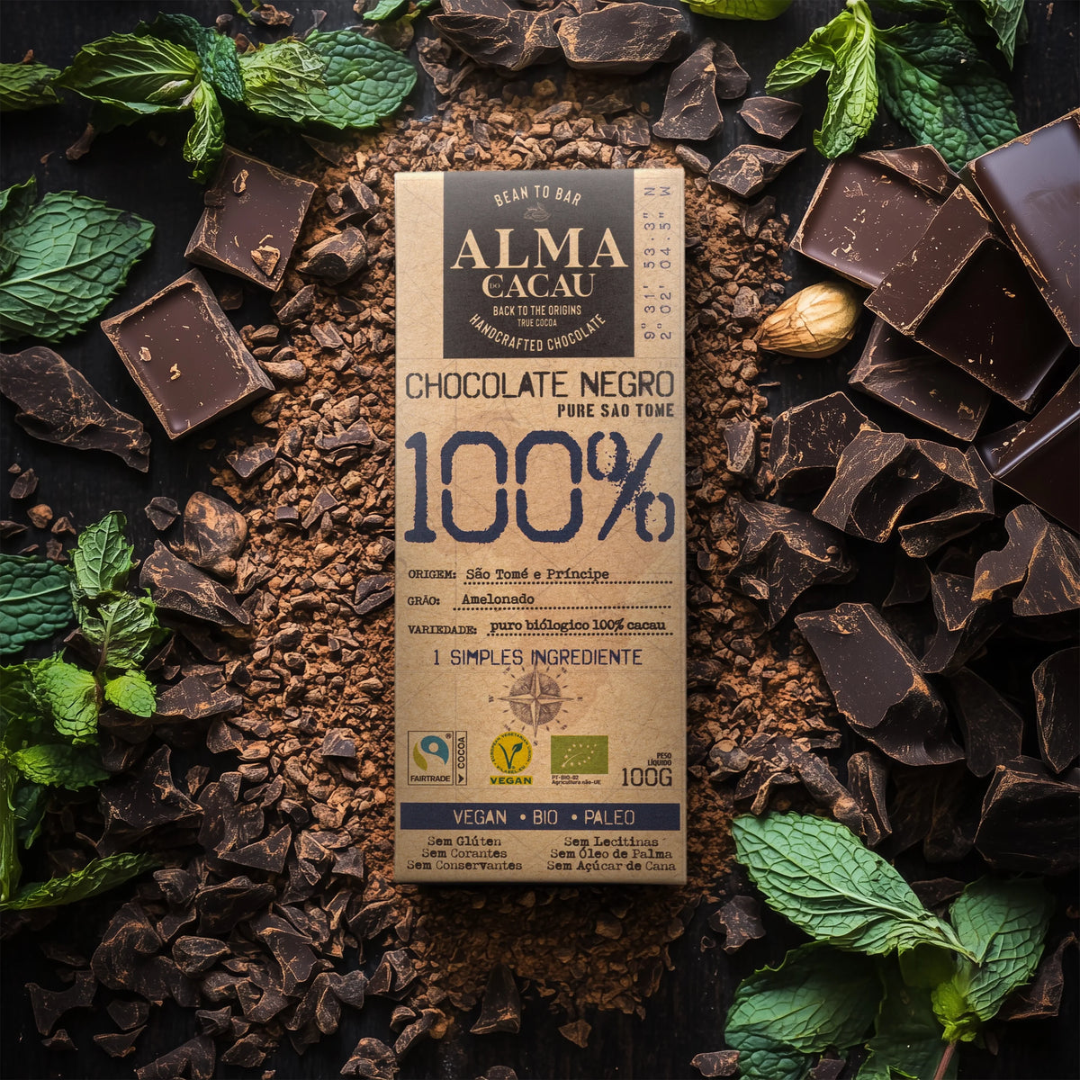 Tablete de Chocolate Negro Bio 100gr | 100% Cacau