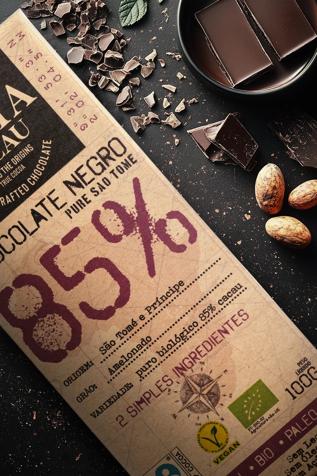 Tablete de Chocolate Negro Bio 100gr | 85% Cacau