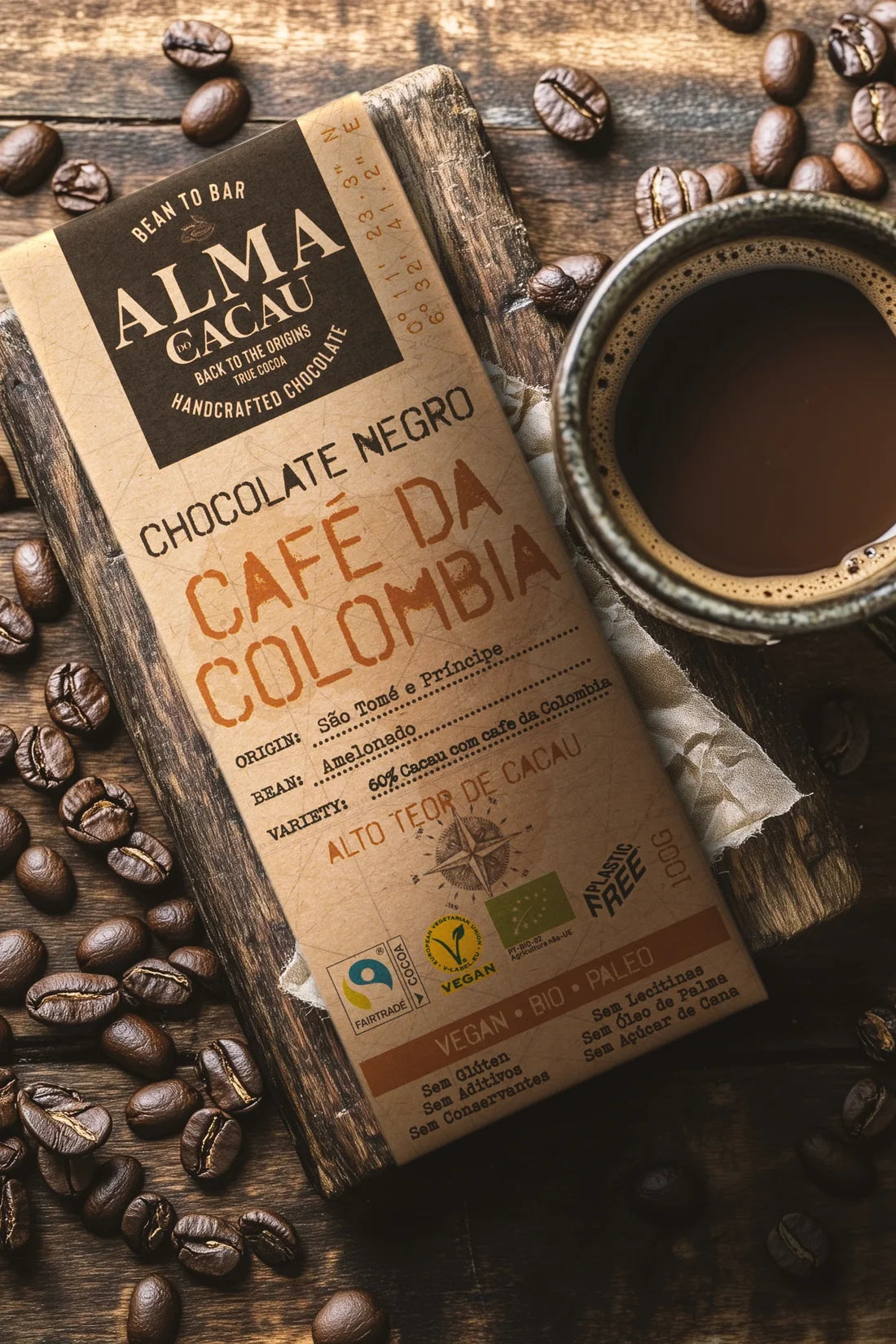 Tablete de Chocolate Negro Bio 100gr | 60% Cacau | Café