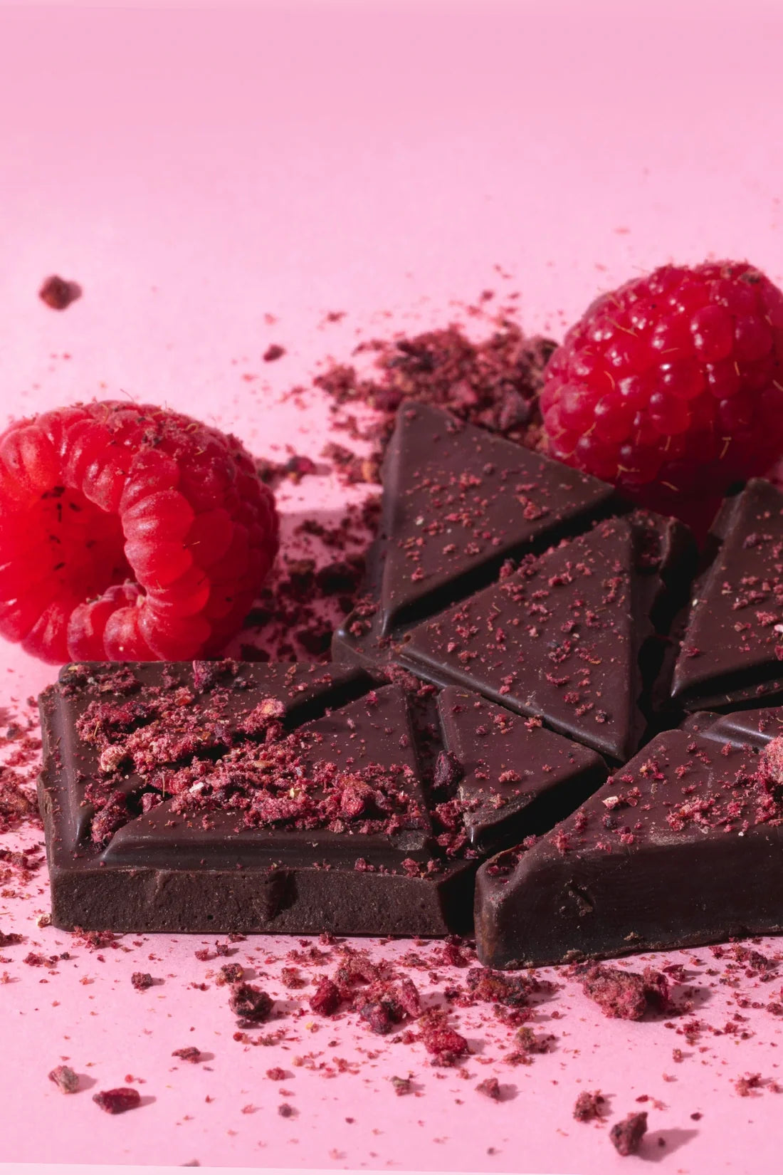 Tablete de Chocolate Negro Bio 100gr | 60% Cacau | Flocos de Framboesa