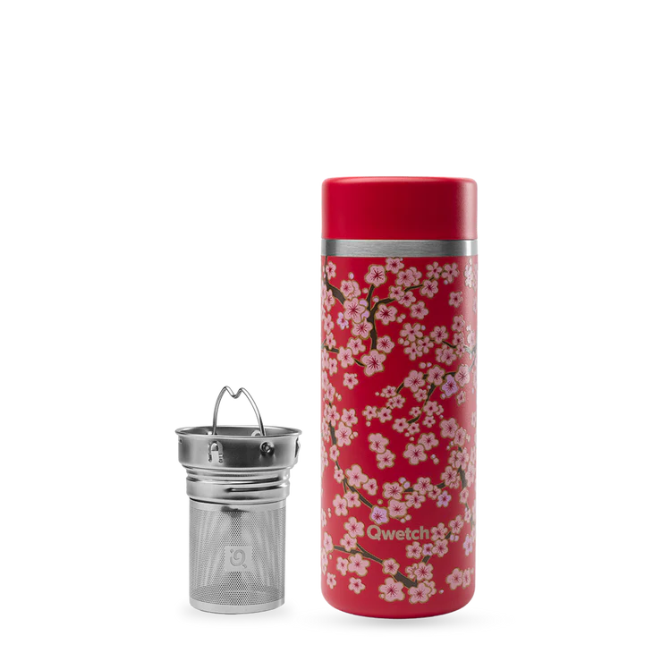 Garrafa de Chá Térmica Flowers Vermelha 400ml