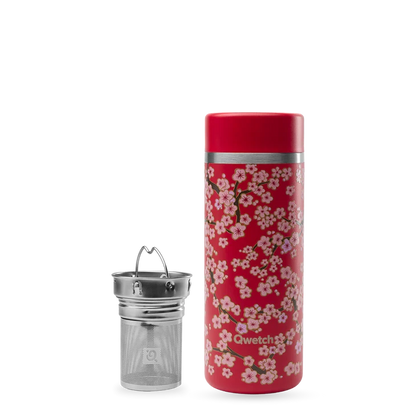 Garrafa de Chá Térmica Flowers Vermelha 400ml