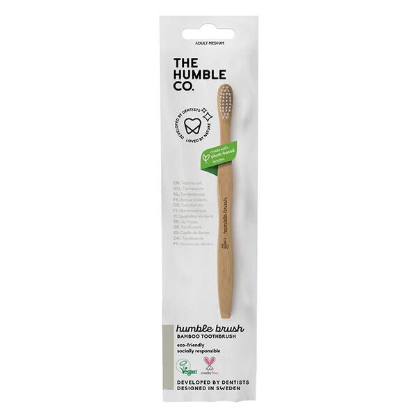 Escova de dentes bambu Adulto - Média (Cabo Plano)