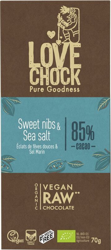 85% Dark Chocolate and Sea Salt Tablet | Organic Vegan Direct Trade | 70g