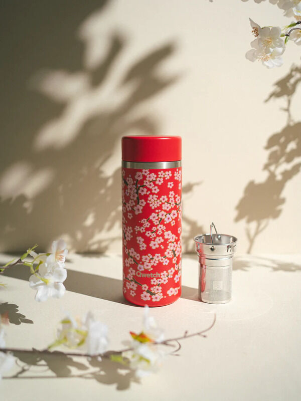 Garrafa de Chá Térmica Flowers Vermelha 400ml
