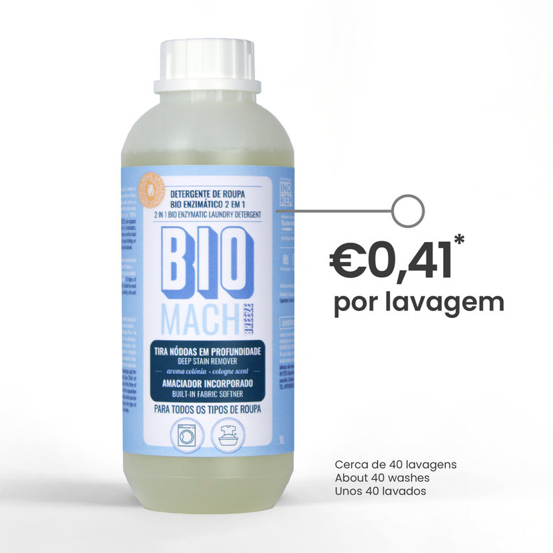Detergente de roupa bio enzimático 2 em 1 BioMach Super Colónia INOKEM