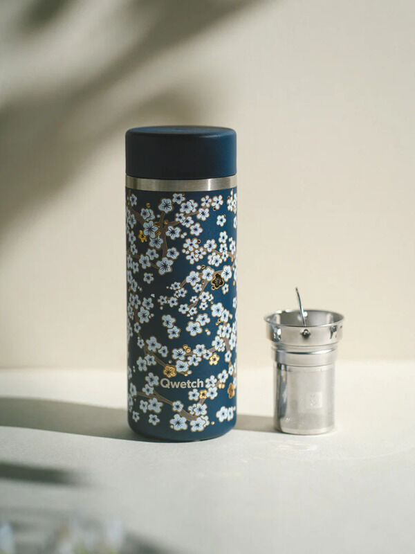 Garrafa de Chá Térmica Flowers Azul 400ml