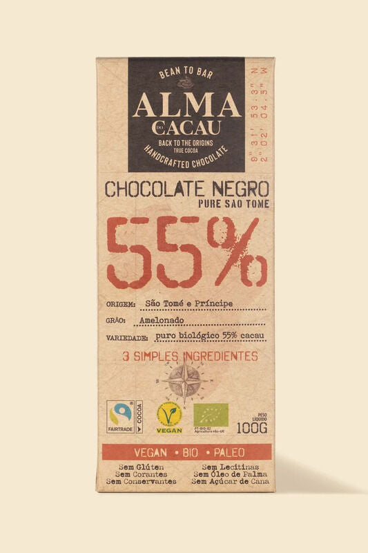 Tablete de Chocolate Negro Bio 100gr | 55% Cacau