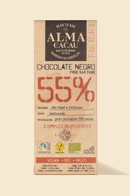 Tablete de Chocolate Negro Bio 100gr | 55% Cacau