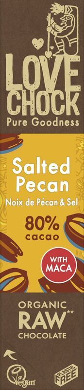 Mini Tablete Chocolate Negro 80% e Pecan Salgada | Bio Vegan Direct Trade | 40gr